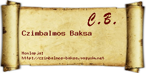Czimbalmos Baksa névjegykártya